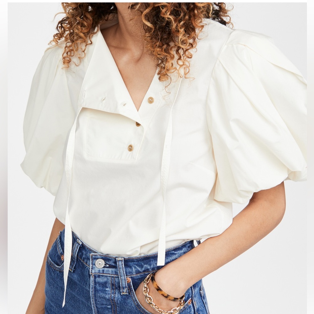 Ulla Johnson Cream Puff-Sleeve Cotton Top